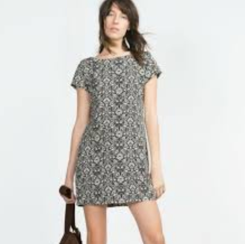 Zara Woman Black and White Floral Dress Size small